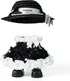 Labu-Clothes-bu Designer for 17cm Doll Clothes, 3-Piece Luxury Chic Labu-Outfits-bu with Velvet Hat/Fashion Dress/Classic Shoes