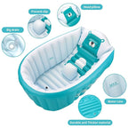Inflatable Bathing Tub for Toddler,Non Slip Safety Thick Cushion Central Seat,Portable Travel Seat Baths Baby Swimming Pool for 0-5 Year(Blue)