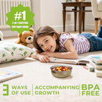 3 Pack Stainless Steel Toddler Suction Bowls for Baby Plates, 2-in-1 SUS304 Toddlers Bowl & Removable Silicone Suction Kids Bowl for Cereal | Snack | Anti-Scald Non-Toxic Suction Bowls