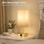 Gold Base Touch Lamps Set of 2 - Nightstand Lamp with USB-C + A Charge Ports & AC Outlets, 3-Way Dimmable Bedside Lamp, Small Table Lamp Light for Bedroom (Bulb Included)