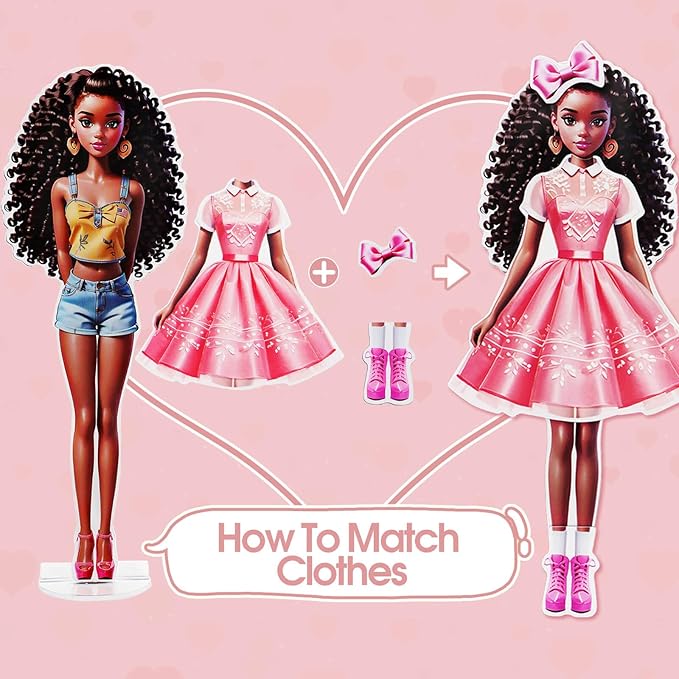 Magnetic Dress Up Dolls, Magnetic Princess Dress Up Paper Dolls, Magnetic Dress Up Dolls for Girls Ages 4-10 Learning Created Imagine Set Birthday Gift (May)