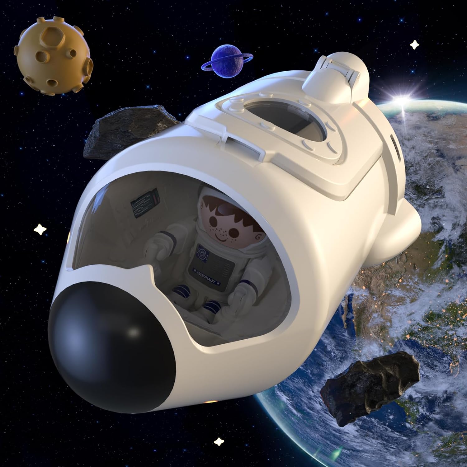 Space Shuttle Rocket Ship Toys for Kids Boys Age 3 4 5 6 7 8 9 Years Old, 5-in-1 STEM Science Educational Aerospace Toys with 2 Astronauts Figures, Projection Lamp, Space Toy Gift Birthday Christmas