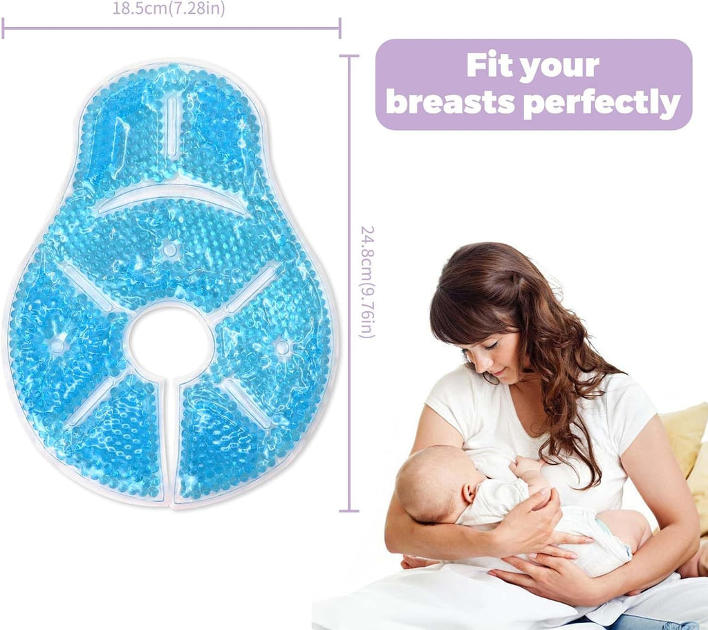 Breast Therapy Ice Packs, Hot and Cold Breast Pads, Breastfeeding Essentials Large Gel Bead Packs for Moms, 2 Pack (Teal, L)