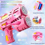 2 Pack Bubble Guns for Kids, Rechargeable LED Light Up Dinosaur Bubbles Machine Blower with 4 Bottles Refill Solution for Toddlers 4-8, Wedding Party Birthday Gift