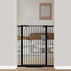 40.5" Extra Tall Baby Gate for Doorways, 32.6"-40.5" Extra Wide Pet Gate Pressure Mounted, Puppy Dog Gates Proof Indoor, No Drill Safety Child Gate, 1.37" Narrow Space Metal Black Gate