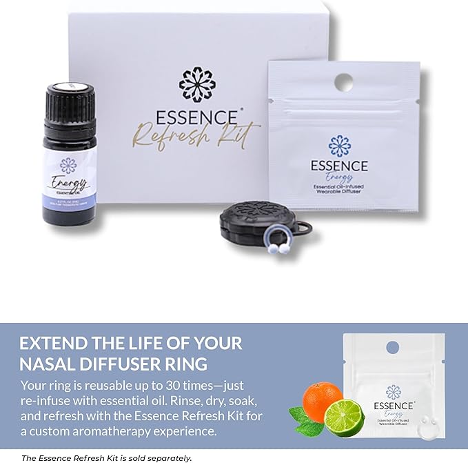 Essence Wearable Aromatherapy Nasal Diffuser – Energy Blend Essential Oil Nose Ring – Personal Scent Clip for Travel, Work & Everyday Use – Made in USA