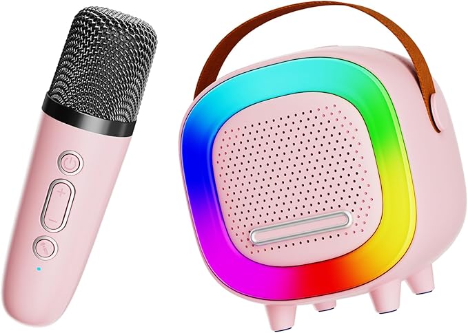 Mini Karaoke Machine Speaker for Kids Adults, Portable Bluetooth with 1 Wireless Microphones, Children's Day Birthday Gift Ideas for Toys for Teens Boys and Girls Aged 4, 5, 6, 7, 8, 9, 10, 11, 12+