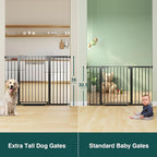 Cumbor 36" Extra Tall Baby Gate for Stairs, 29.7-54.2" Extra Wide Dog Gate for Doorways Hallways, Pressure Mounted Child Gate for Wide Opening, Auto Close Personal Safety for Babies and Pets, Black
