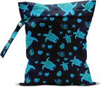 Waterproof Wet Bag for Swimsuit, Travel Beach Wet Dry Bag, Hidden Zipper Reusable Starfish Baby turtle Wet Bags, for Travel Beach Wet Swimsuits Toiletries Diapers Dirty Gym Clothes Laundry Bag