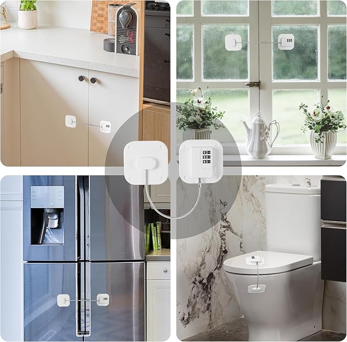 Refrigerator Lock,Combination Lock for Refrigerator Cabinets,Heavy Duty Fridge Lock,Child Safety Cabinet Locks,Easy Install No Keys Needed (White 2pcs)