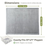 Ultra Soft 1.3" Thick Baby Play Mat for Floor, Large Velvet 71x59 Playpen Mat, Baby-Safe & Non-Slip Tummy Time Mat, Crawling Mat for Babies, Toddlers, Infants, Kids, Easy Care, Gray