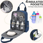 Diaper Bag Backpack - Large Diaper Bag with Portable Changing Pad as Baby Shower Gifts, Lightweight Waterproof Unisex Travel Baby Bag with 4 Insulated Pockets and Stroller Buckles, Dark Blue