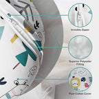 Nursing Pillow, Ergonomic Support Breastfeeding Pillow for Easier Breast Feeding and Bottle Feeding, Baby Feeding Pillow with Machine Washable Cotton Cover (Cartoon)