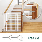 BABELIO 36" Extra Tall Dog Gate, 26-40" Wide Auto Close Baby Gate, Pressure Mounted Metal Pet, Easy Install No Drilling, No Tools Required, With Wall Protectors and Extension Kits, White