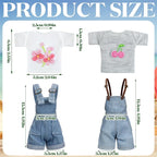 Bencailor 8 Pieces Christmas Doll Clothes for 11.5 Inch Doll Accessories Sweaters Denim Pant Summer Regular Outfit Clothing(T Shirt and Suspender Trousers)