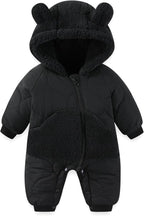 JiAmy Baby Snowsuit Newborn Winter Clothes Coat Romper Windproof Fleece Hat Zipper Baby Bear Outfit