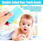 Baby Hair Brush and Comb Set, 4Pcs Baby Soft Bristles Hairbrush Cradle Cap Brush Hair Comb for Newborns Toddlers Boys Girls (Blue)