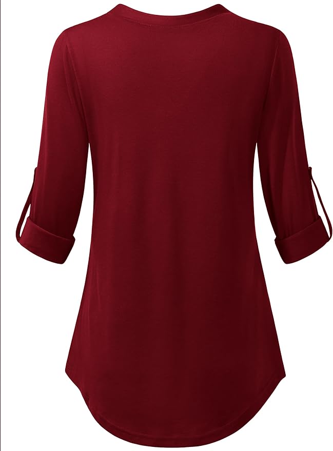 Joymom Maternity Rolled Long Sleeve Nursing Tops Tunic Blouses Breastfeeding