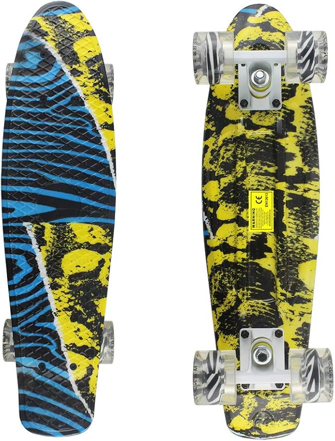 Skateboards Complete 22 Inch Mini Cruiser Retro Skateboard for Kids Boys Youths Beginners