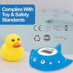 Elepho eFloat Digital Baby Thermometer for Bathtub | Accurately Monitors Water & Room Temperature + Acts as Kids Bath Toy | Waterproof Device Alerts When Too Hot or Cold (Blue)