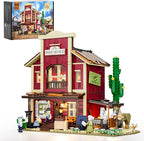 FUNWHOLE Old West Post Office Lighting Building-Bricks Set - 1692 Pcs The Wild West Town Collection Display Set for Adults and West Lovers