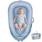 Baby Lounger - Baby Lounger for Newborn 0-24 Months, Breathable & Soft Cotton and Velvet Cover Baby Nest, Portable Tummy Time Lounger for Home and Travel, Ideal Baby Essentials & Shower Gifts