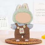 2-Piece Doll Clothes Set – Adorable Bear Themed Bib Pants & Gray T-Shirt for 15cm/17cm Dolls – Perfect Outfits Accessories Fits 15cm Dolls (No Doll)