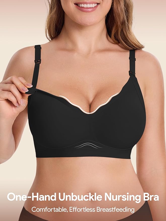 HBselect 3Pack Nursing Bras for Breastfeeding Seamless Scalloped Maternity Bras for Pregnancy Ultra Comfort Sleep Bras