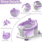 Baby Bath Seat for Babies 6 Months & Up, Toddler Bath Seats for Babies Sitting Up, Non-Slip Infant Bath Tub Chair with 4 Suction Cups & Soft Cushion for Shower, Compact Toddler Bathtub Seat, Purple