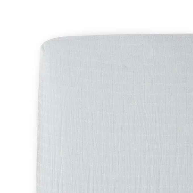 Little Unicorn Premium Crib Sheet | Breathable & Super-Soft Muslin Fabric (White)