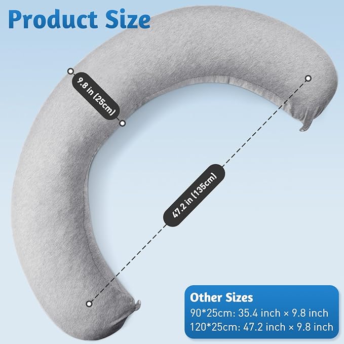 Pregnancy Pillows for Sleeping, C-Shaped Maternity Pillow for Pregnant Women, Memory Foam Body Pillow with Removable Cover, Adjustable Support for Back, Legs, Belly, Neck, 53.2’’ x 9.8’’