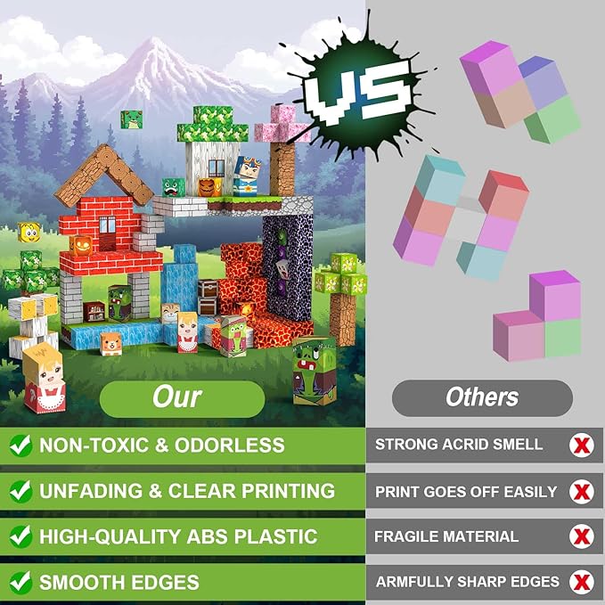 Magnetic Blocks 220 PCS Magnetic Building Blocks, 3+ STEM Montessori Sensory Toys, Magnetic Cube for for 3 4 5 6 7 8 9 10 11 12 8-12 Years Old Boys & Girls Birthday Gifts