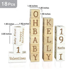 I'm Solid Wood Monthly Weekly Baby Milestone Age Blocks, Personalized Own Name, Gender Neutral, Newborn Gifts & Keepsakes for Picture Props (1.9" / 18 Pcs/Brown)