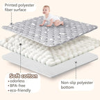 Baby Play Mat, 50x50 Playpen Mat with Super Soft Touch, Activity Mat with Upgraded Anti-Slip Bottom, Machine Washable Crawling Mat for Floor & Picnic (Boho Gray)