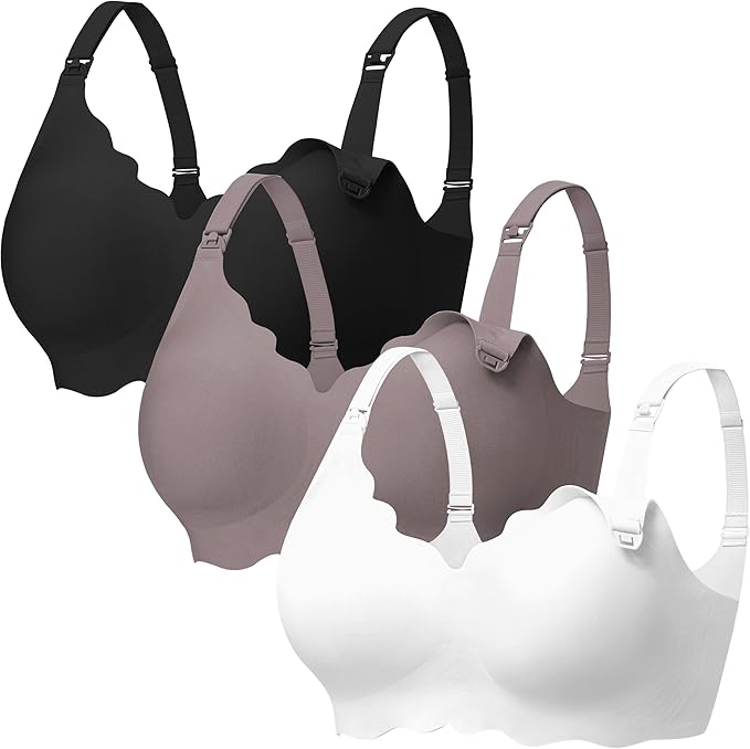 Angelhood Nursing Bras for Breastfeeding Ultra Comfort Seamless Maternity Bra Pack Wireless Pregnancy Bralette Bra Extender