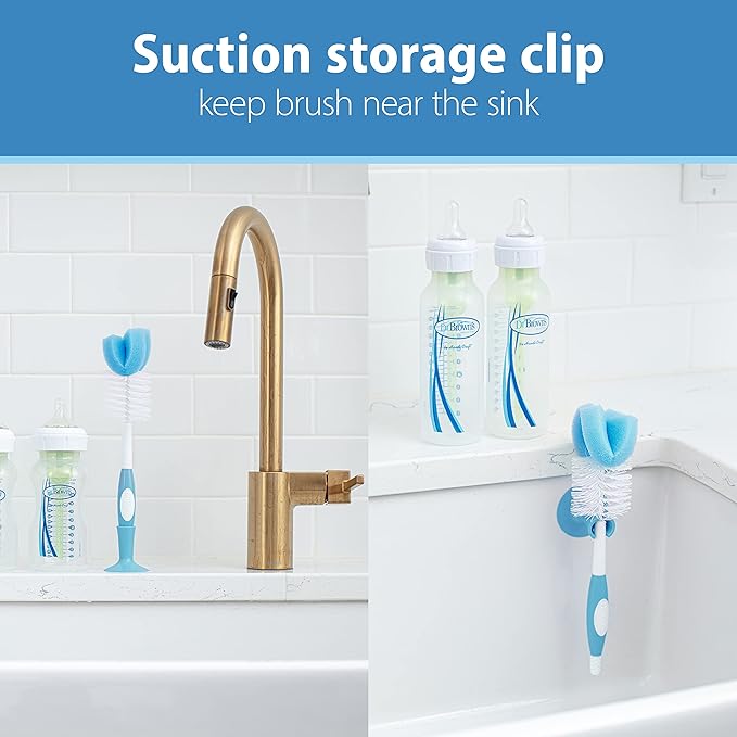 Dr. Brown's Natural Flow Anti-Colic Options+ Special Edition Blue Baby Bottle Gift Set with Soft Sippy Spout Transition Cup, Flexees Teether, Bottle Cleaning Brush and Travel Caps