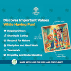 6 Educational Wooden Puzzles & Storybook, Teaches Kindness, Empathy & More – 6 in 1 Jigsaw Puzzle for Kids Ages 3-7 – Learn Real Values Through Stories – Montessori Puzzle Set 25 Pieces