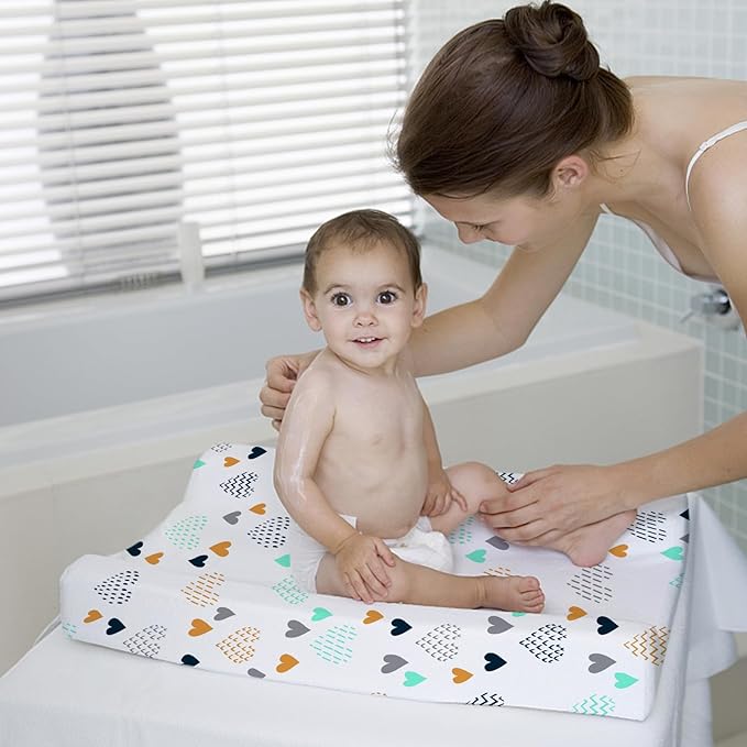 BROLEX Changing Pad Covers for Baby: Boy Girls Ultra Stretchy Soft 2 Pack Heart Pattern