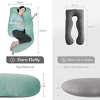 MOON PARK Pregnancy Pillows for Sleeping - U Shaped Full Body Maternity Pillow with Removable Cover - Support for Back, Legs, Belly, HIPS - 65 Inch - Turquoise - Cooling Cover