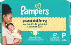 Pampers Baby Diapers - Swaddlers - Size P1, 27 Count, Ultra Absorbent Disposable Preemie Diaper