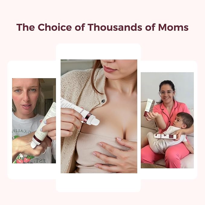 Momcozy ComfortNip™ Cooling Comfort & Touch Free Nipple Cream, Nipple Cream for Breastfeeding, Instant Relief, Plant-Based Formula, Newborn Essentials with Cooling Ceramic Applicator, 1.76oz