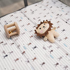 Pamo Babe Portable Playard,Sturdy Play Yard with Padded Mat and Toy bar with Soft Toys