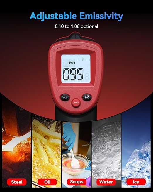 Wintact Infrared Thermometer Temperature Gun -58℉ to 1094℉, Digital IR Heat Surface Temp Gun, Non-Contact Laser Thermal Gun for Cooking Food, BBQ, Pizza Oven, Grill, Griddle Accessories