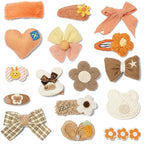 Hair Clips for Girls 16 Pcs No Slip Assorted Barrettes for Kids Bows Orange Brown Cute Hair Accessories for Little Girls Teens Toddlers Child Kids Gifts