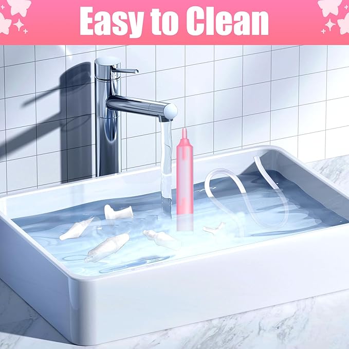 Baby Nasal Aspirator Nasal Congestion Relief with 25 Hygiene Filters 2 Silicone Tips with Nose Cleaning Tweezer, Pink