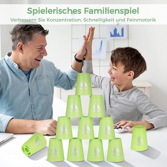 yeesport 48 Pcs Sport Stacking Cups, Sport Training Game for Challenge Competition, Plastic Stacking Cups, Classic Family Game for Kids and Adults, Red+Blue+Green+Black