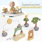 Baby Activity Center, Baby Jumpers and Bouncers with 5 Toys, Lights & Music, Adjustable Heights, 3-Stage Activity Center & Play Table, 360° Rotary Interactive Play Center for Baby Ages 6m+ (White)