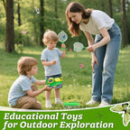 2 Set Bug Catcher for Kids- Educational Bug Catching Kit Including Butterfly Net, Insect Clip, Tweezer, Outdoor Toys for Kids Ages 3-10 (Green)