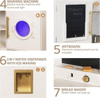 Large Wooden Corner Play Kitchen Sets with Ice Maker,Water Dispenser,Bread Maker,Washing Machine,Electronic Display,Toy Sink with Running Water,Stove with Light&Sounds, Birthday Gift for 3+Boys Girl