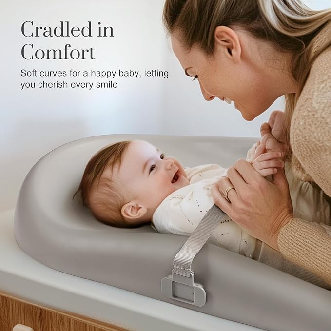 Wipe-Clean Changing Pad, Waterproof & Wipeable, Soft & Non-Slip Diaper Adjustable Safety Belt, Changing Pad for Dresser, Changing Table